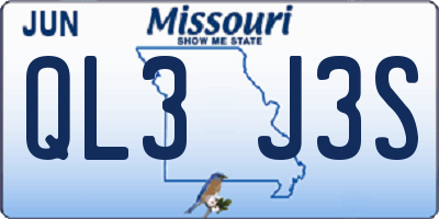 MO license plate QL3J3S