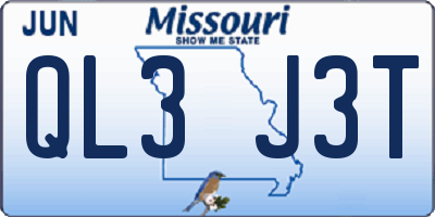 MO license plate QL3J3T