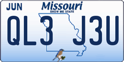 MO license plate QL3J3U