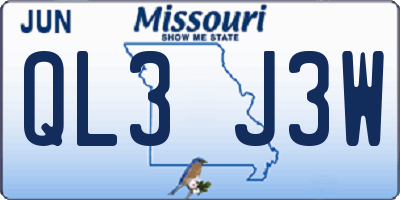 MO license plate QL3J3W