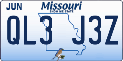 MO license plate QL3J3Z