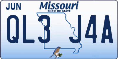 MO license plate QL3J4A