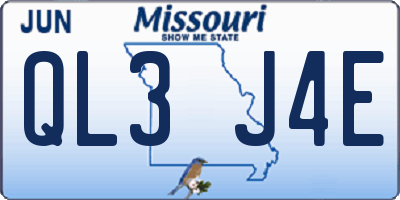 MO license plate QL3J4E