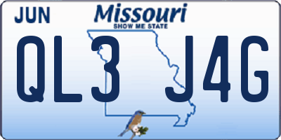 MO license plate QL3J4G