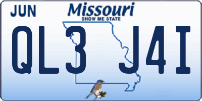 MO license plate QL3J4I