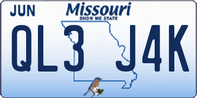 MO license plate QL3J4K