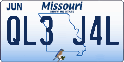 MO license plate QL3J4L