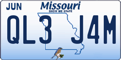 MO license plate QL3J4M