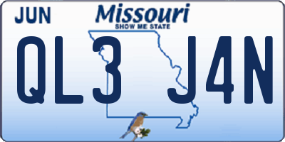MO license plate QL3J4N