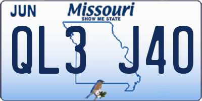 MO license plate QL3J4O