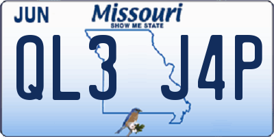 MO license plate QL3J4P