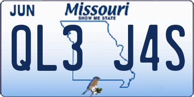 MO license plate QL3J4S