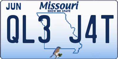 MO license plate QL3J4T