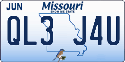 MO license plate QL3J4U