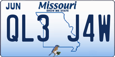 MO license plate QL3J4W