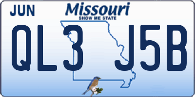 MO license plate QL3J5B