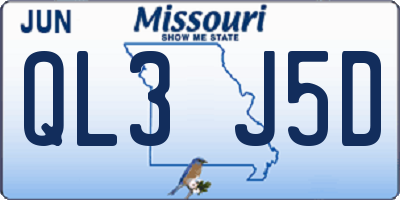 MO license plate QL3J5D