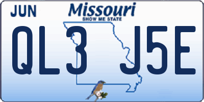MO license plate QL3J5E