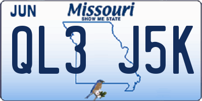 MO license plate QL3J5K