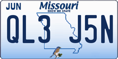 MO license plate QL3J5N
