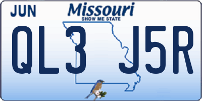 MO license plate QL3J5R