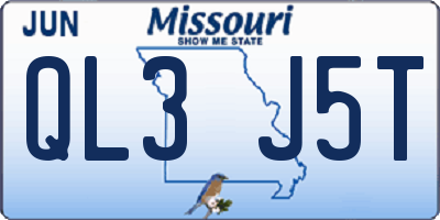 MO license plate QL3J5T