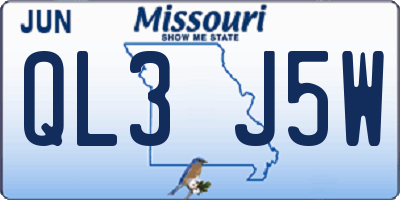 MO license plate QL3J5W