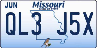 MO license plate QL3J5X