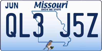 MO license plate QL3J5Z