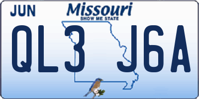 MO license plate QL3J6A