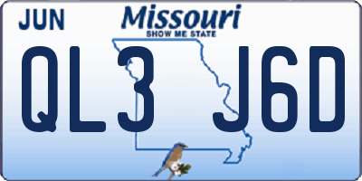 MO license plate QL3J6D