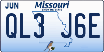 MO license plate QL3J6E