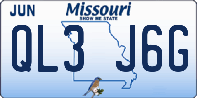 MO license plate QL3J6G