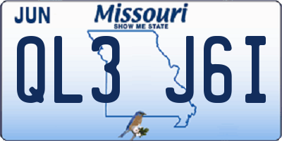 MO license plate QL3J6I