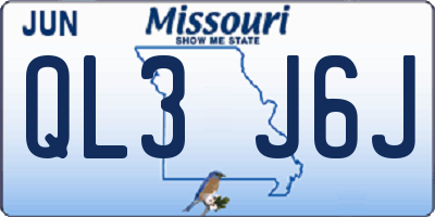 MO license plate QL3J6J