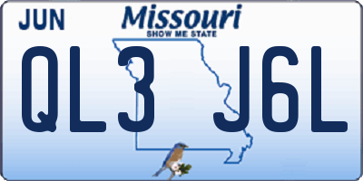 MO license plate QL3J6L