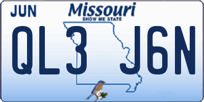 MO license plate QL3J6N