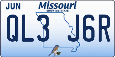 MO license plate QL3J6R