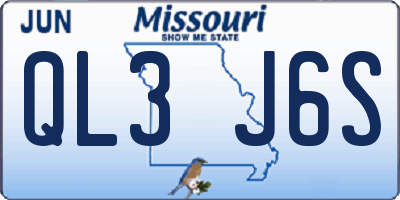 MO license plate QL3J6S