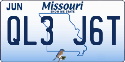 MO license plate QL3J6T
