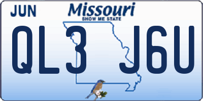 MO license plate QL3J6U