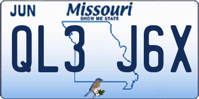 MO license plate QL3J6X