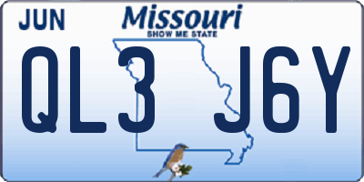 MO license plate QL3J6Y