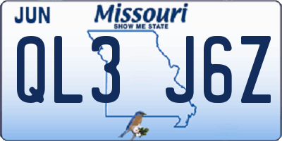 MO license plate QL3J6Z
