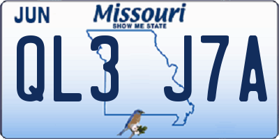 MO license plate QL3J7A
