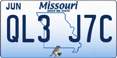 MO license plate QL3J7C
