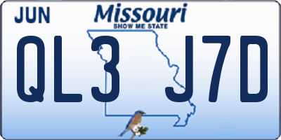 MO license plate QL3J7D
