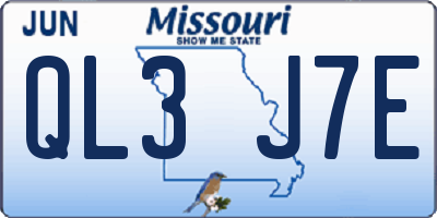 MO license plate QL3J7E