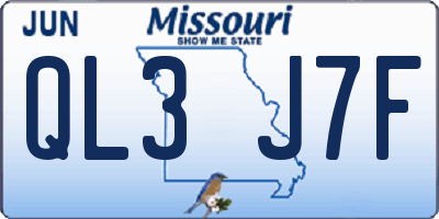 MO license plate QL3J7F