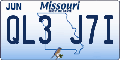 MO license plate QL3J7I